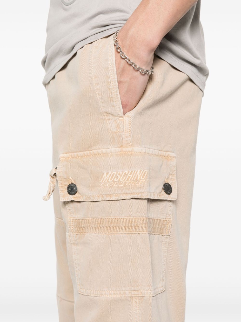 logo-embroidered cotton trousers - 5