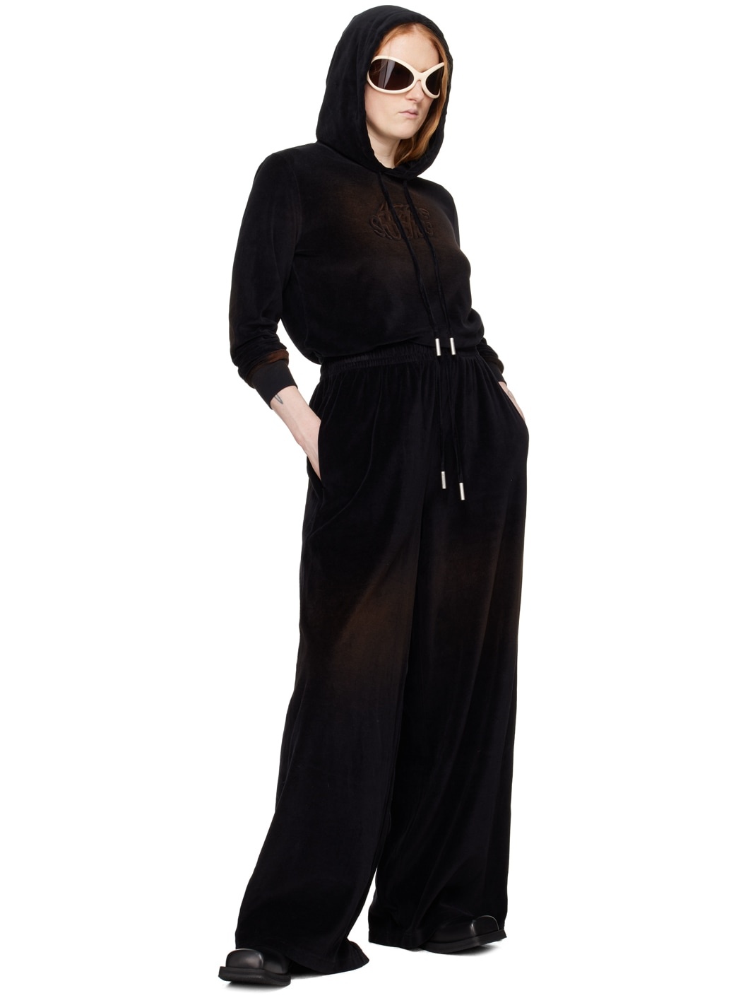 Black Embossed Lounge Pants - 4