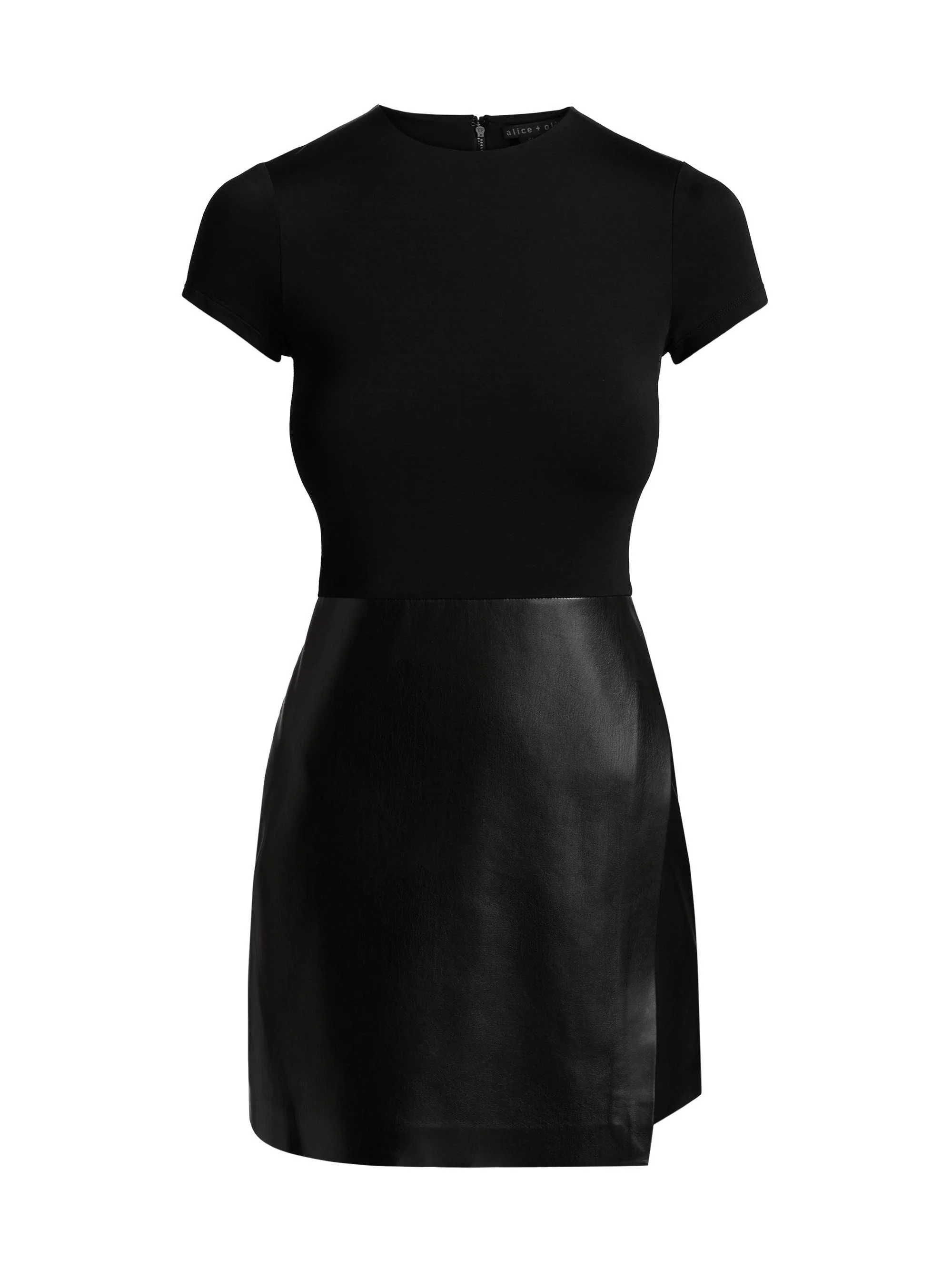 Women's Sabine Mixed-Media Short-Sleeve Minidress - Black - 1