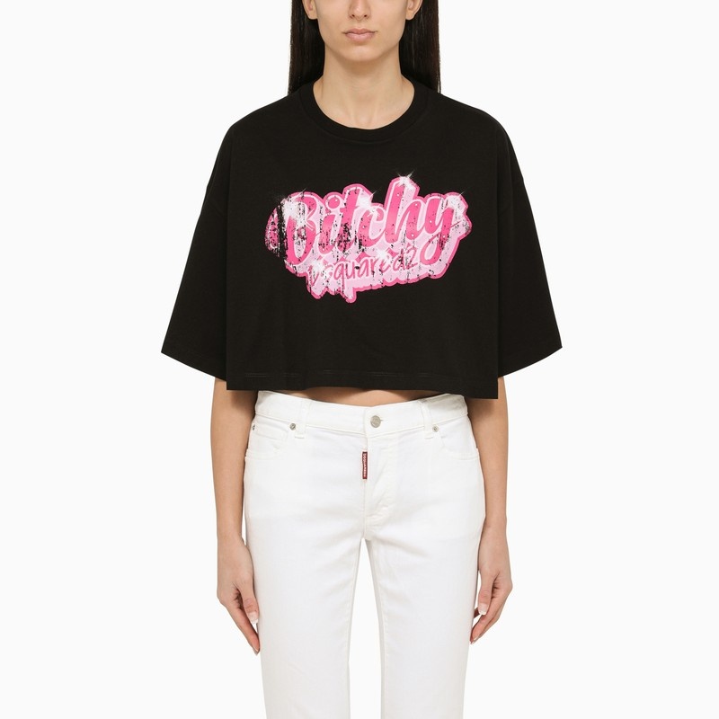 Black oversize T-shirt with print - 1