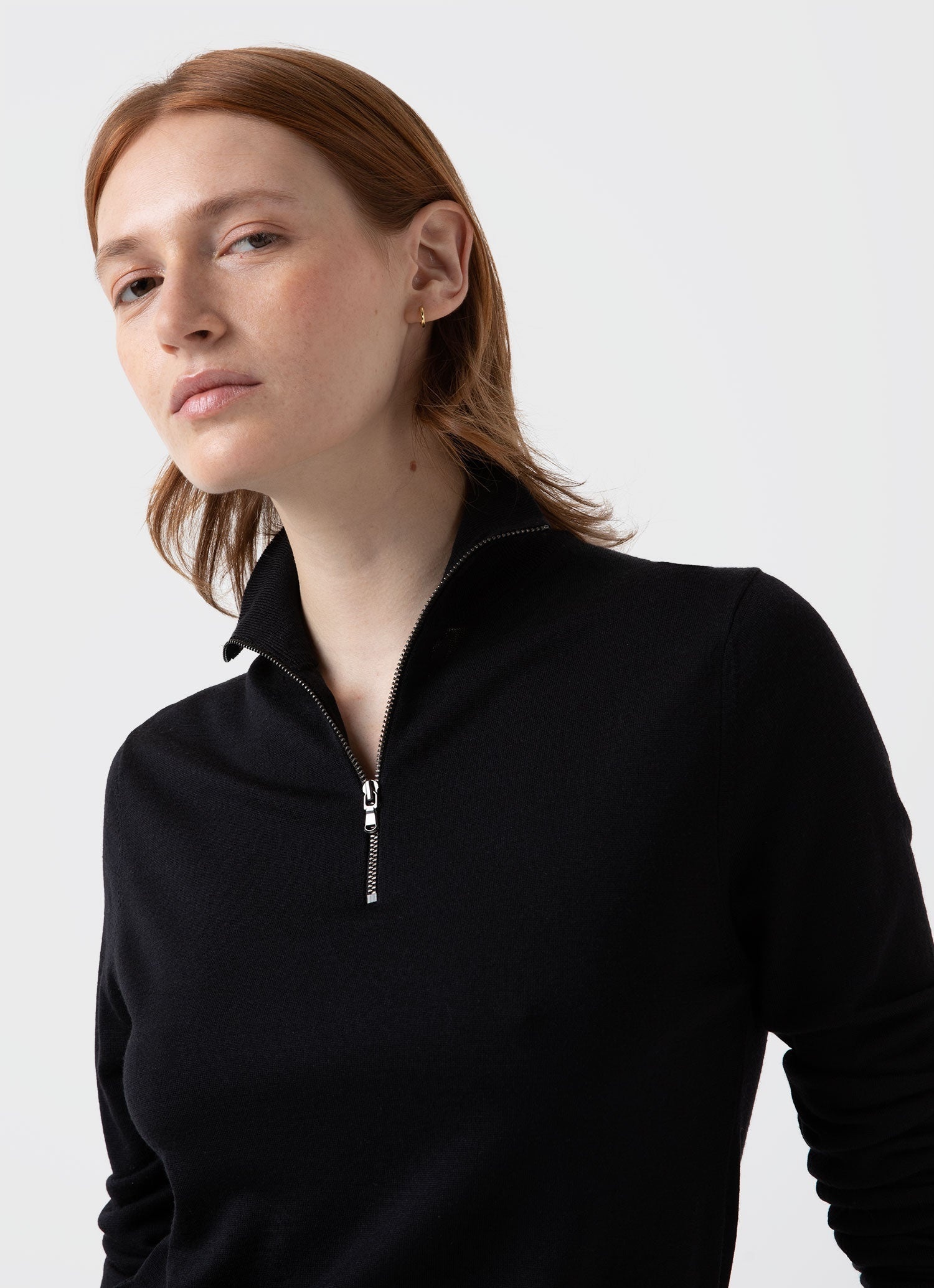 Merino Silk Zip Neck Jumper - 1