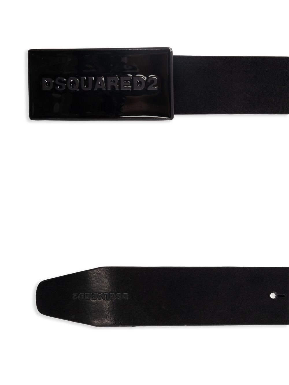 embossed logo leather belt - 2