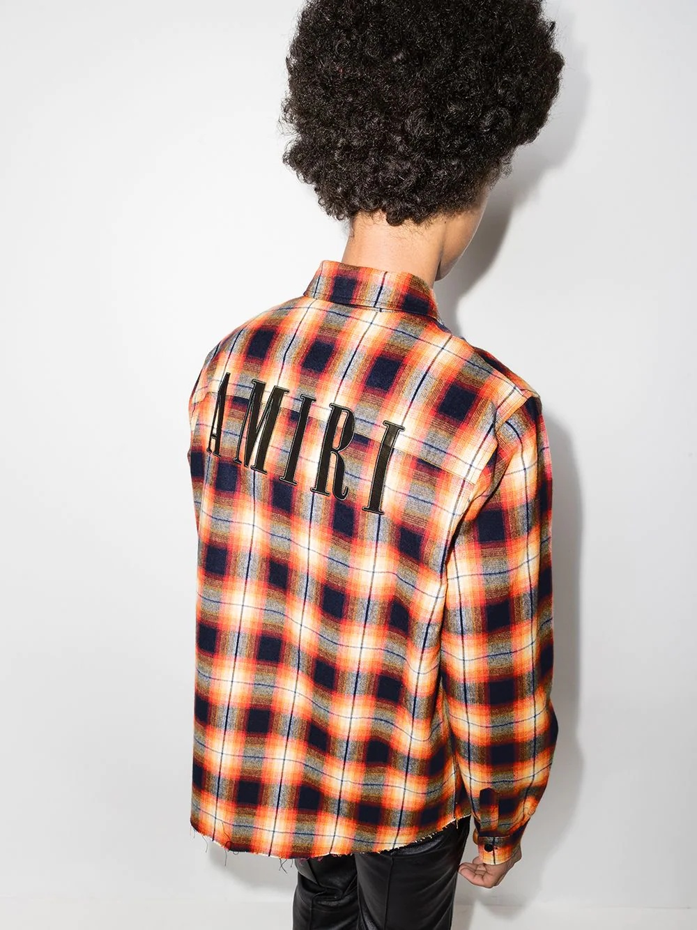 logo-patch check flannel shirt - 3