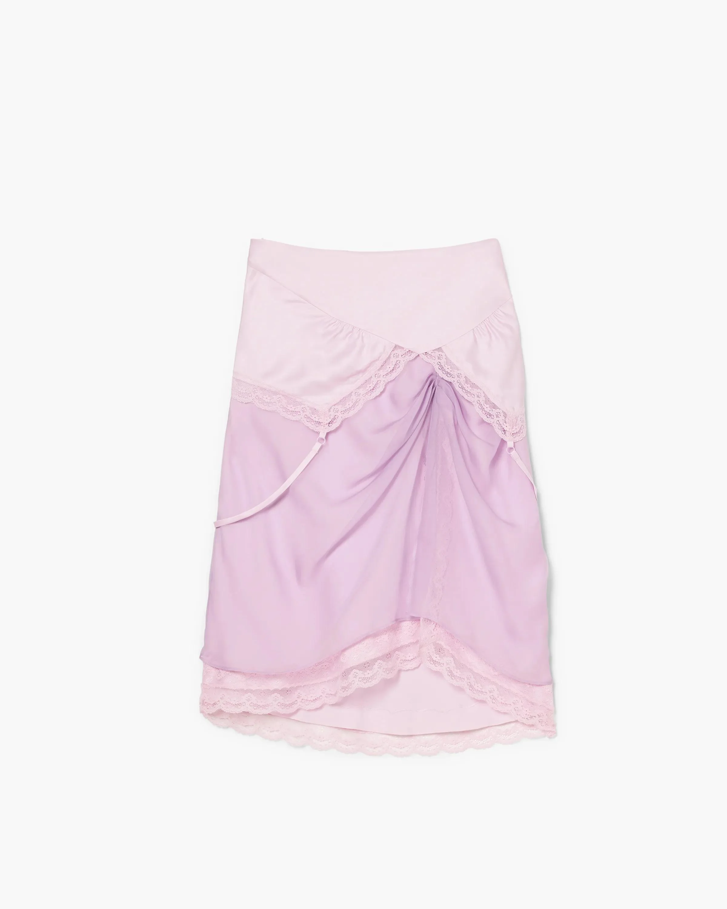 LAYERED SATIN SLIP SKIRT - 1