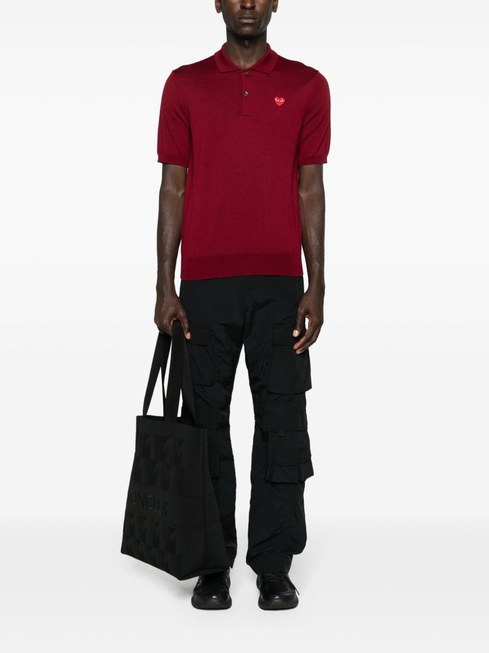 heart-patch wool polo shirt - 2