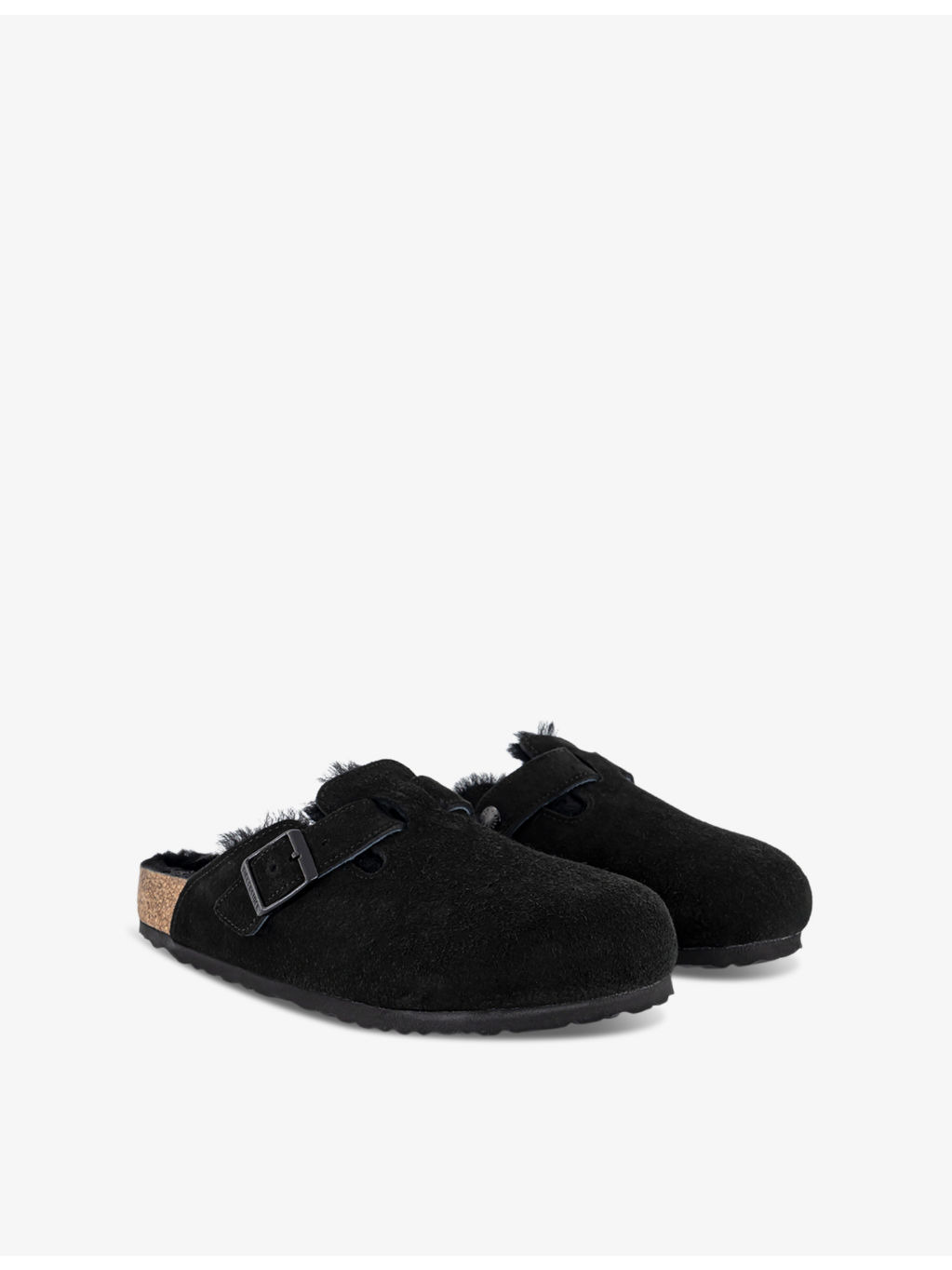 Boston logo-embossed shearling-lined suede clogs - 3