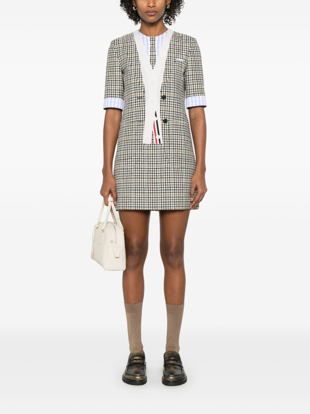 trompe l'oeil-patch checked mini dress - 2