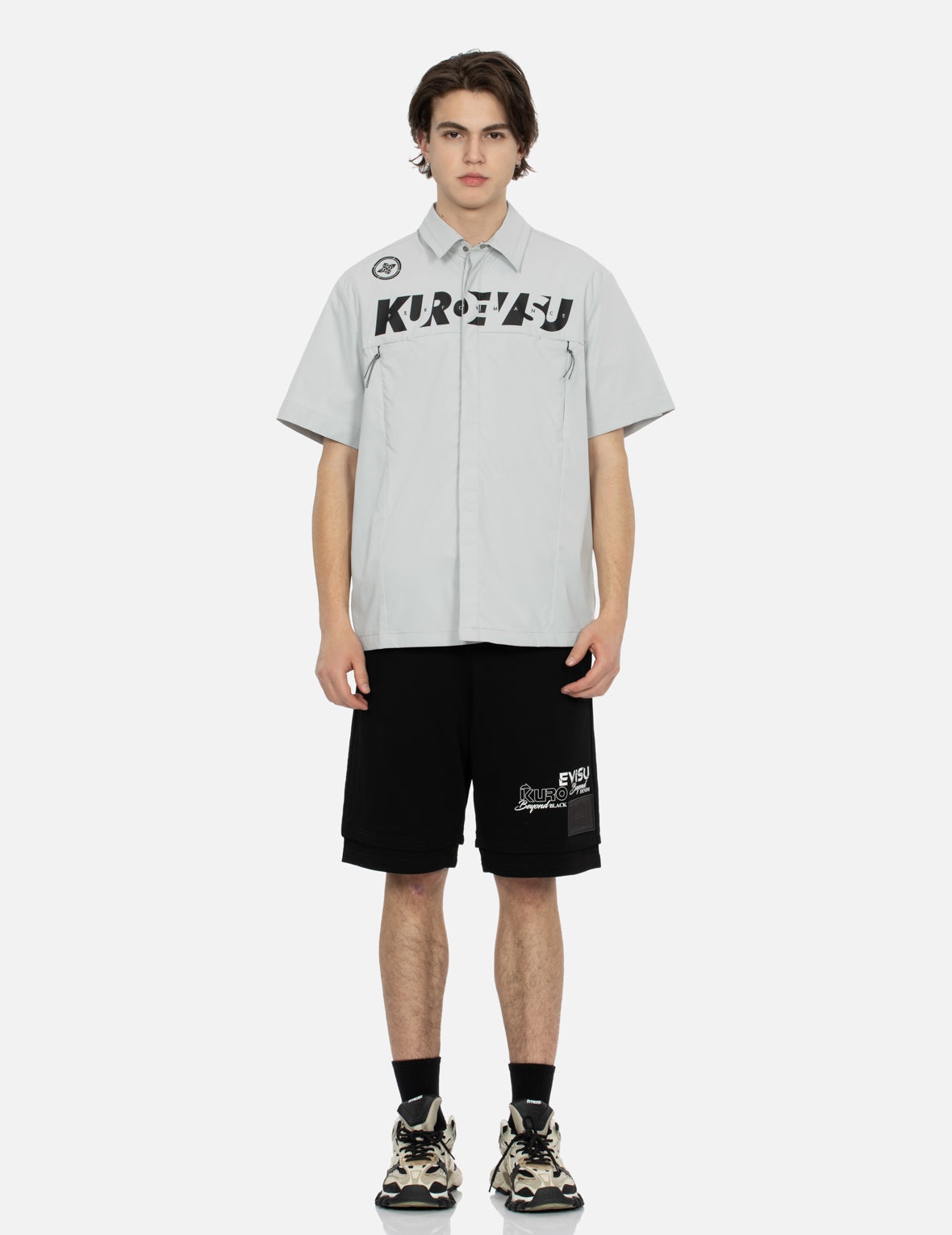Logo and Kamon Print Regular Fit Short-Sleeves Shirt - 5