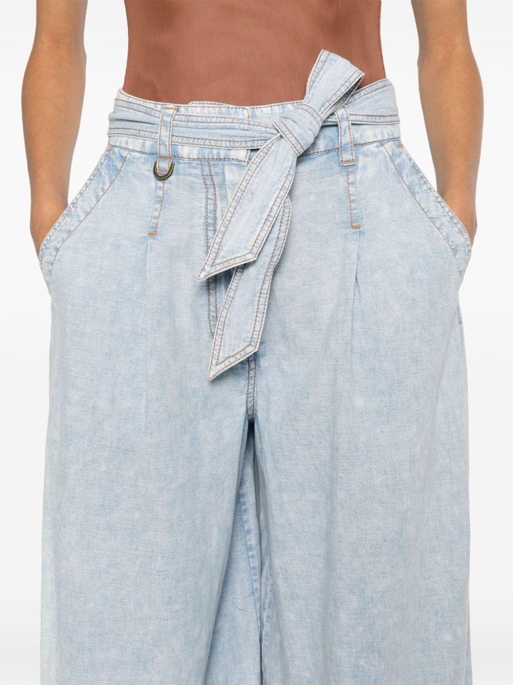 wide-leg cotton jeans - 5