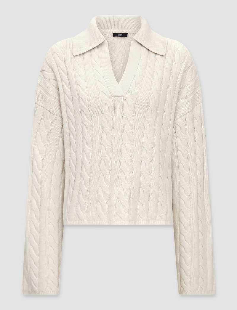 Light Cable Knit Polo Neck Jumper 1