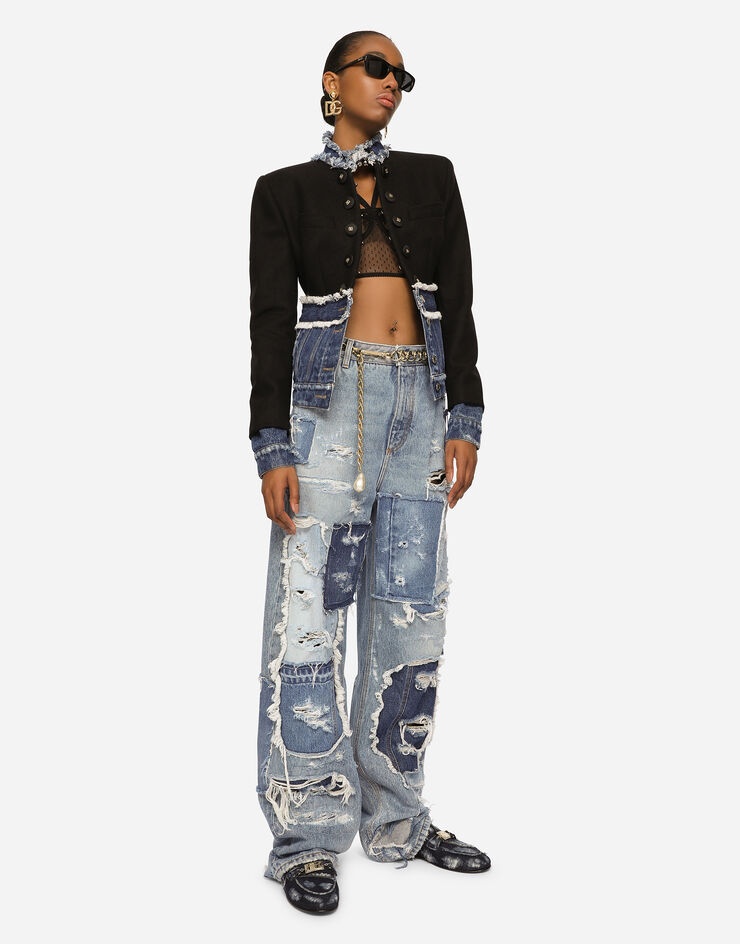 Patchwork denim jeans with ripped details - 5