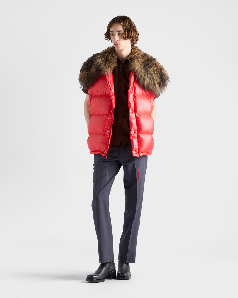 Prada Re-Nylon and shearling down vest outlook