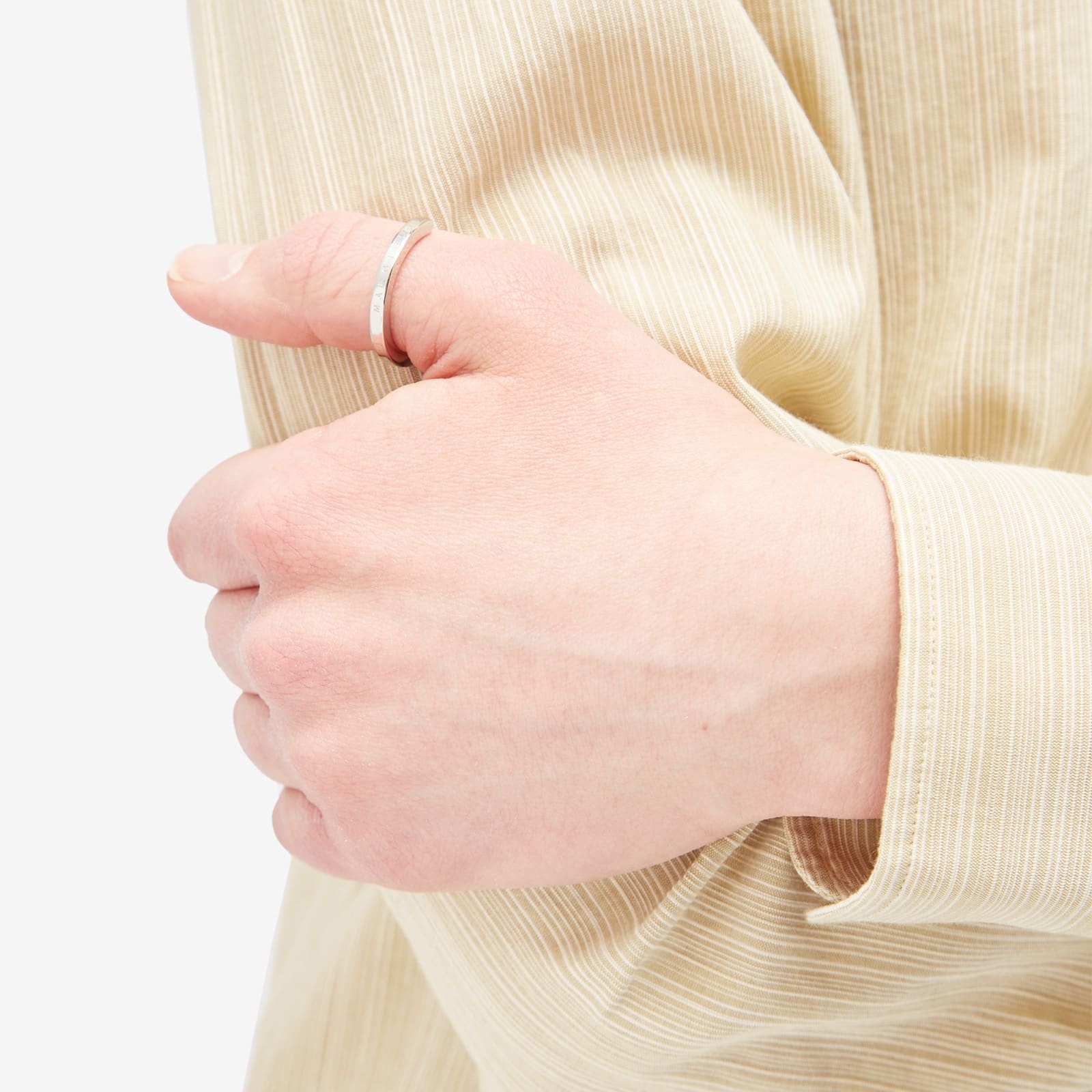 MM6 Maison Margiela Slim Text Logo Ring - 2