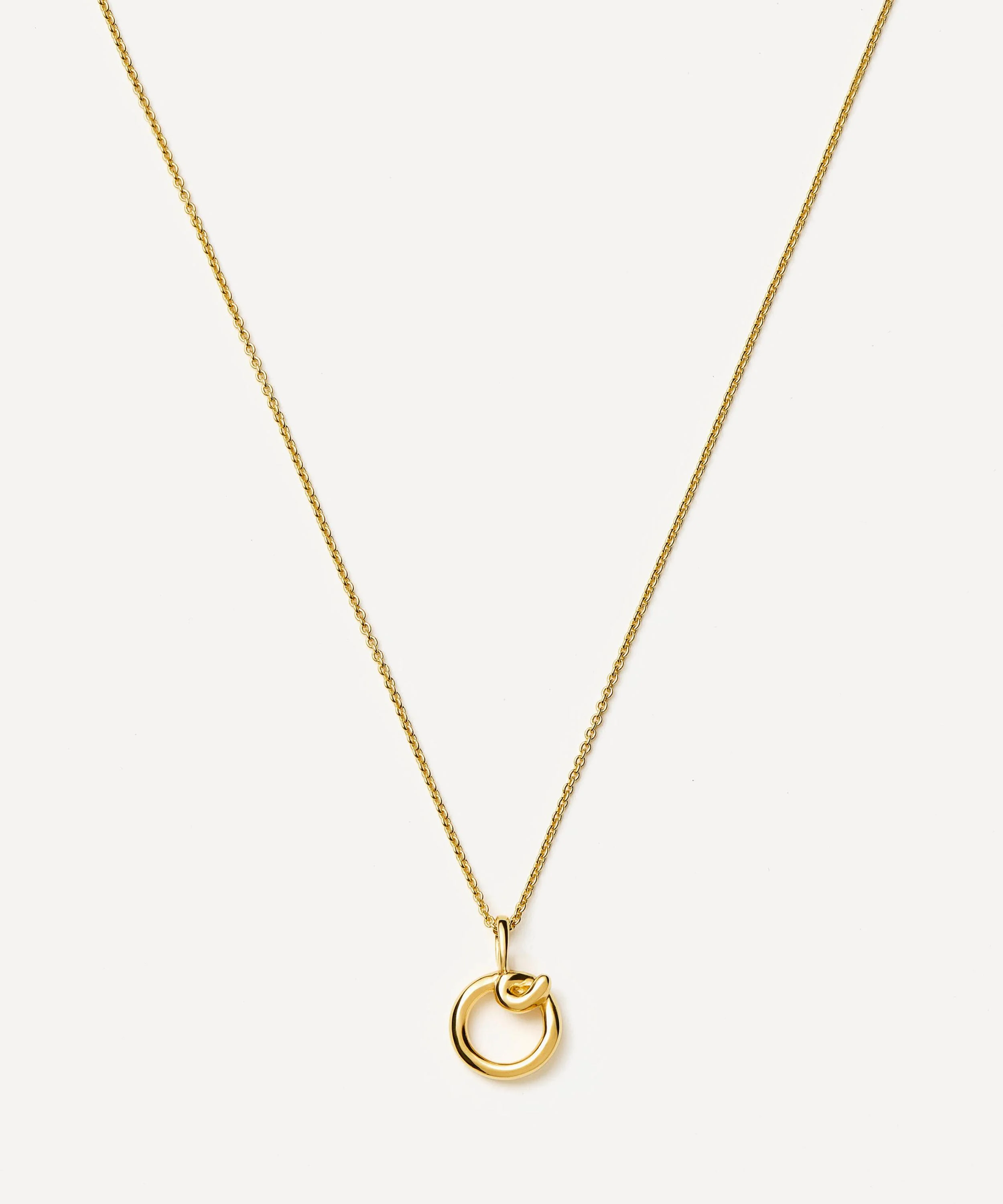 18ct Gold-Plated Vermeil Silver Curly Molten Mini O Initial Pendant Necklace - 1