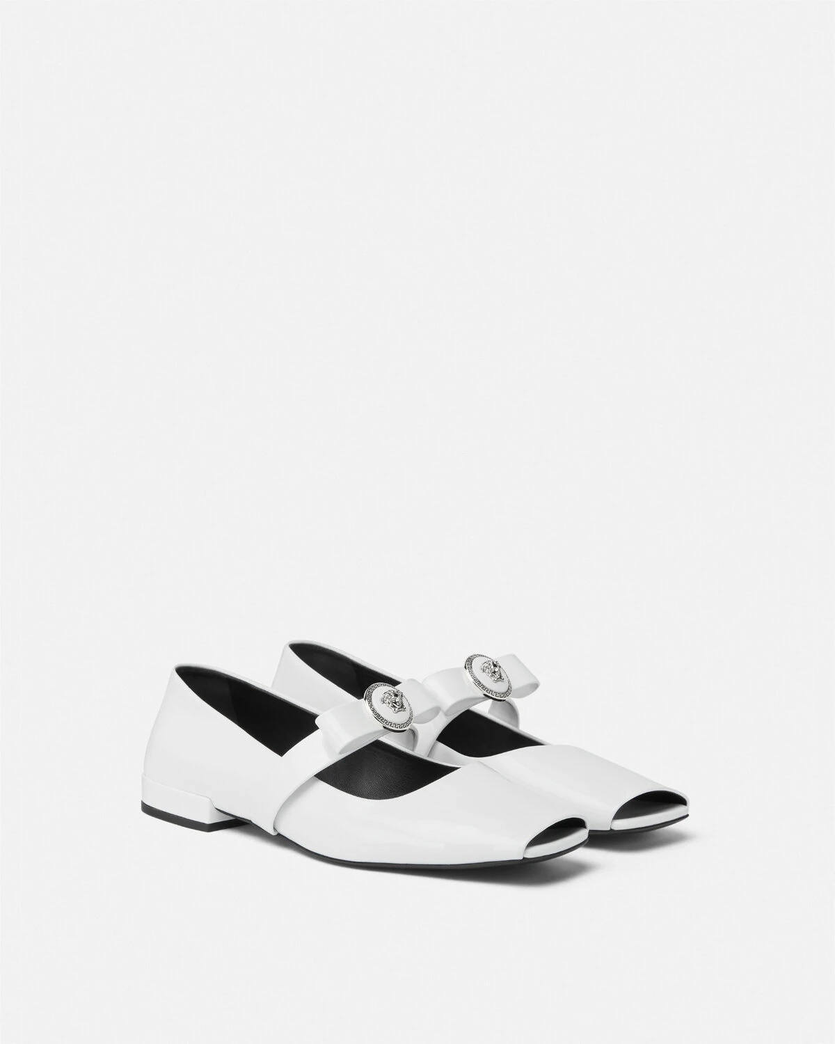 Gianni Ribbon Open Patent Ballerinas - 2