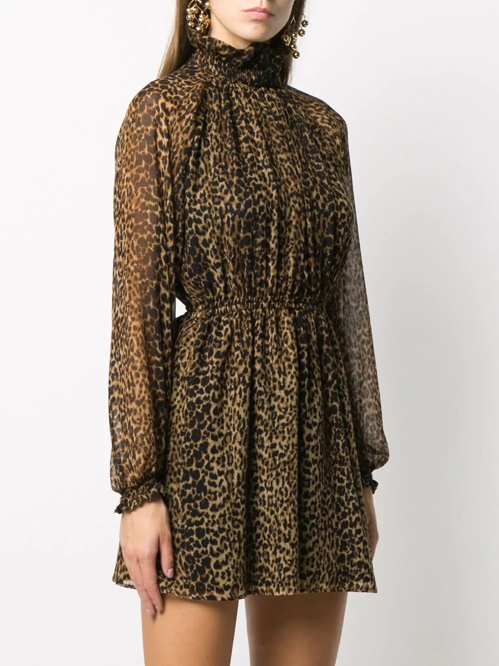 leopard-print pleated mini dress - 3