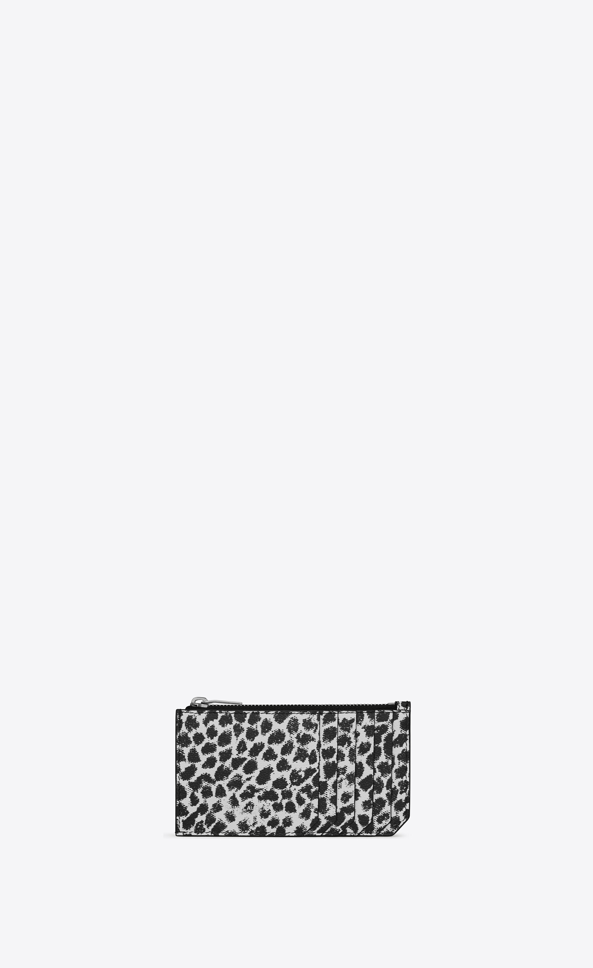 fragments zipped card case in leopard-print leather - 1