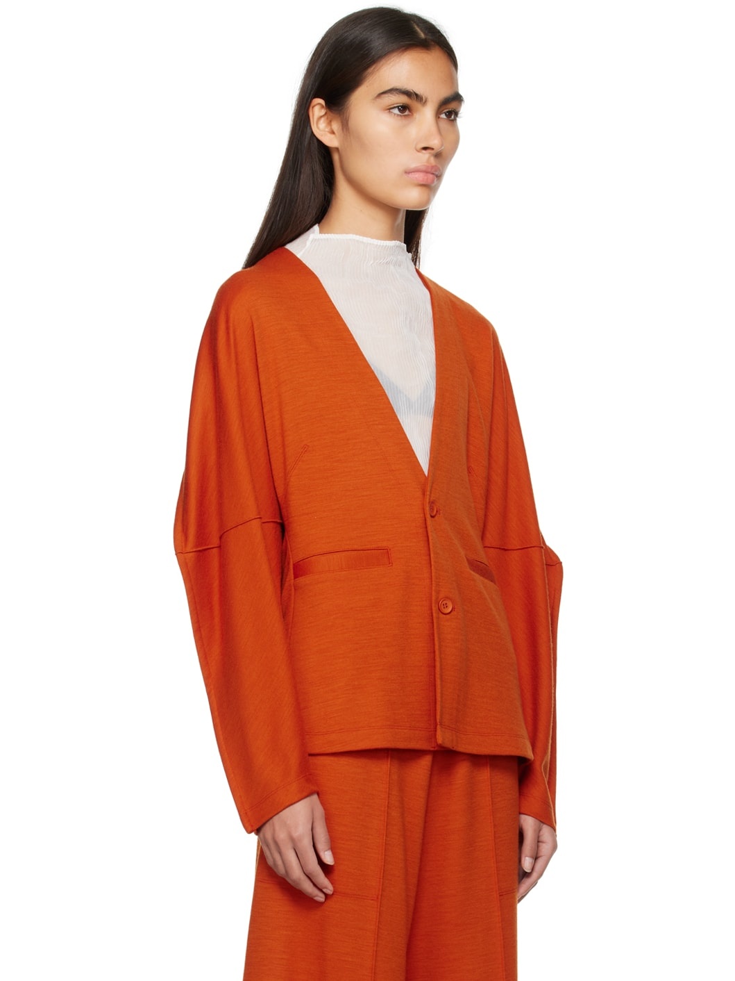 Orange Tucked Cardigan - 2