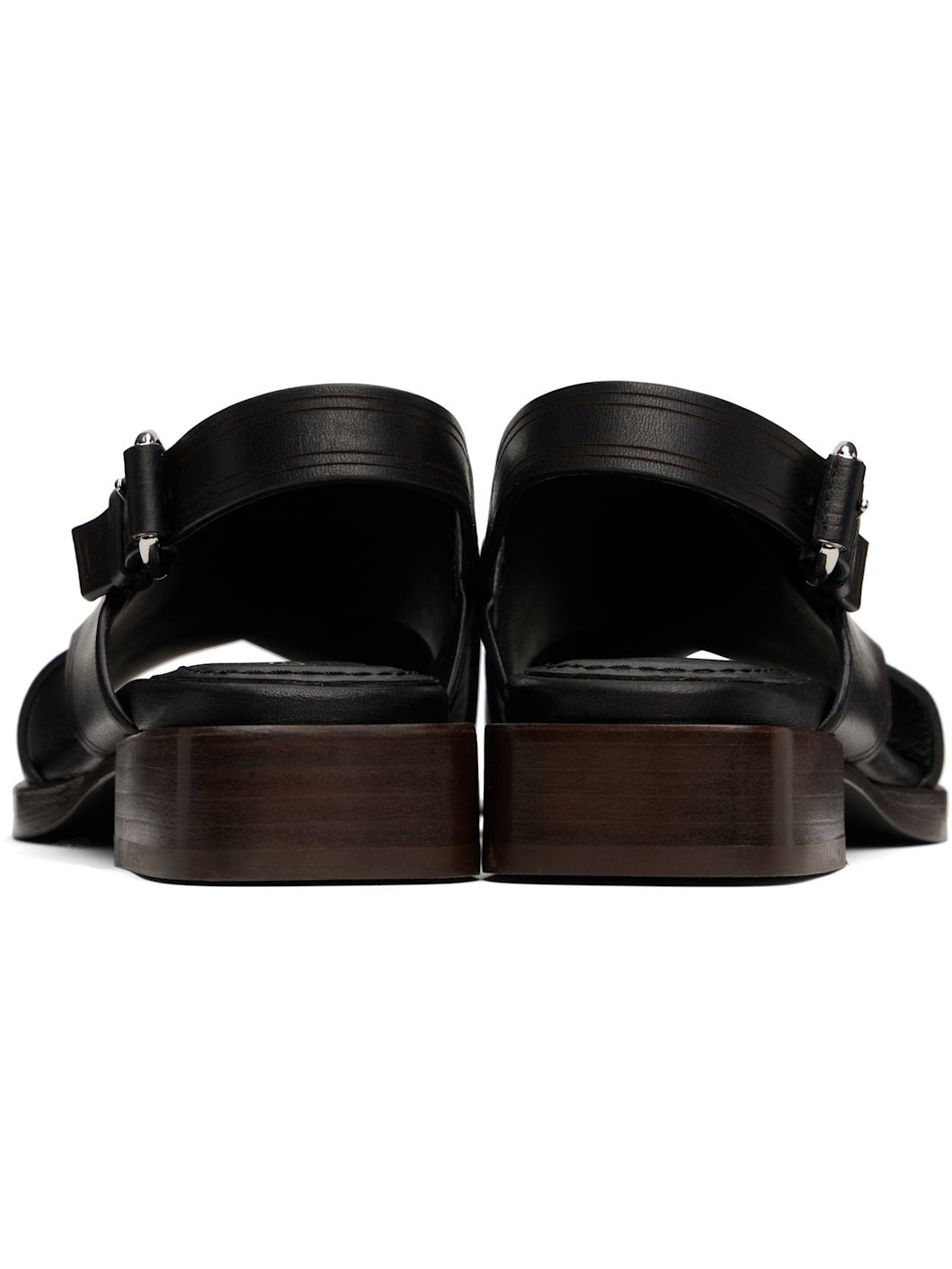 Black Cross Flat Sandals - 2