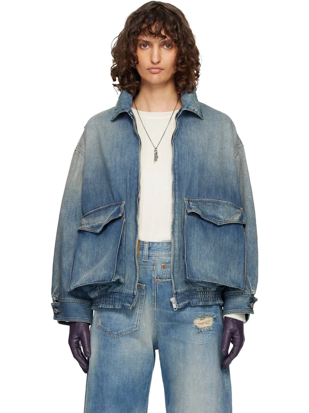 Blue Flap Pocket Denim Jacket - 1