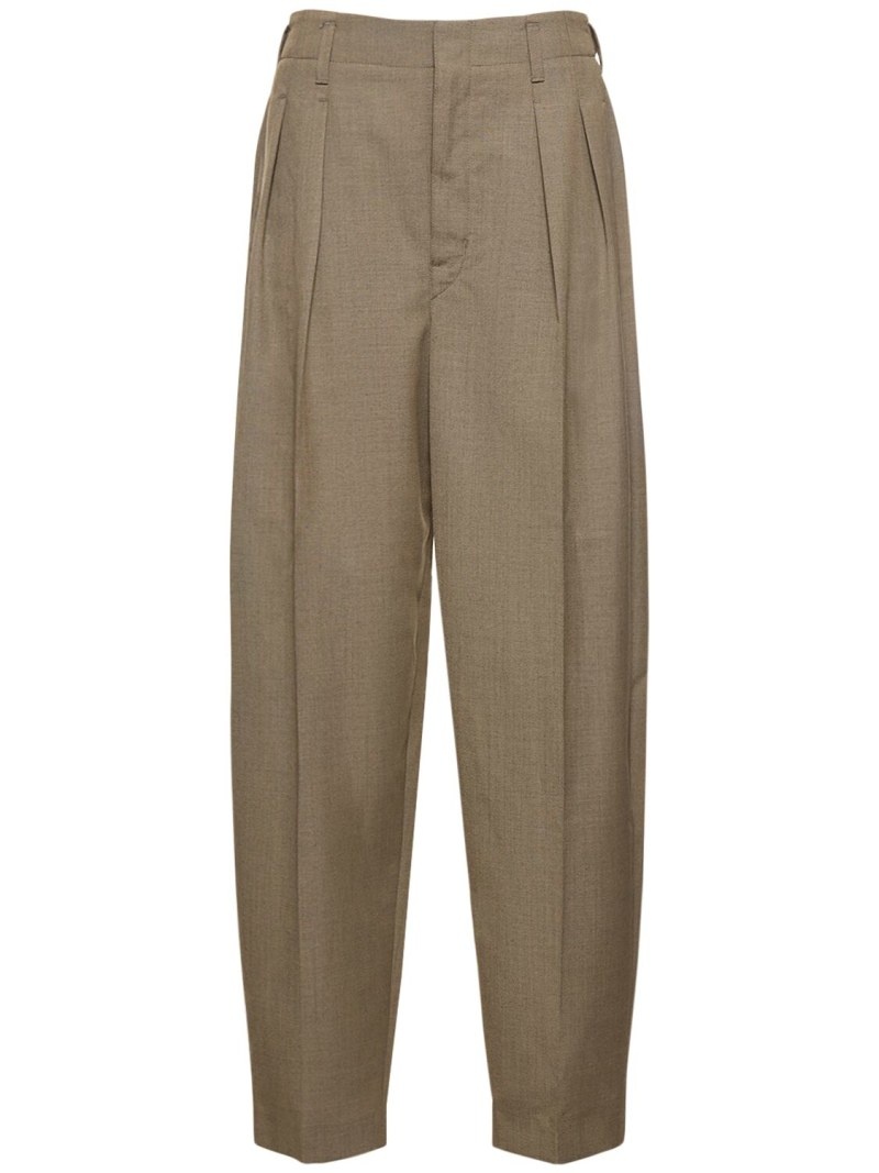 Pleated tapered wool blend pants - 1