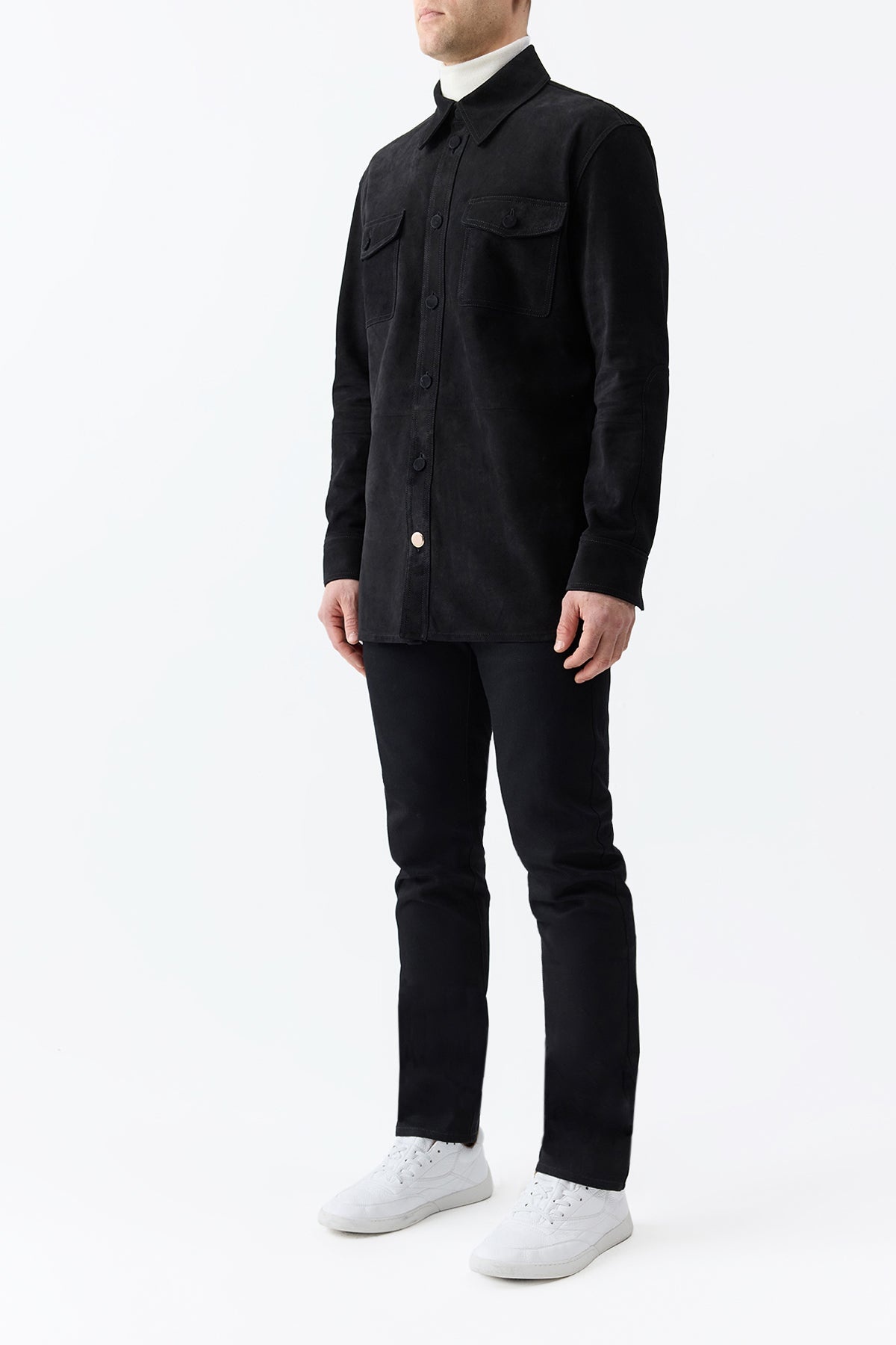 Lucas Overshirt in Black Suede - 5