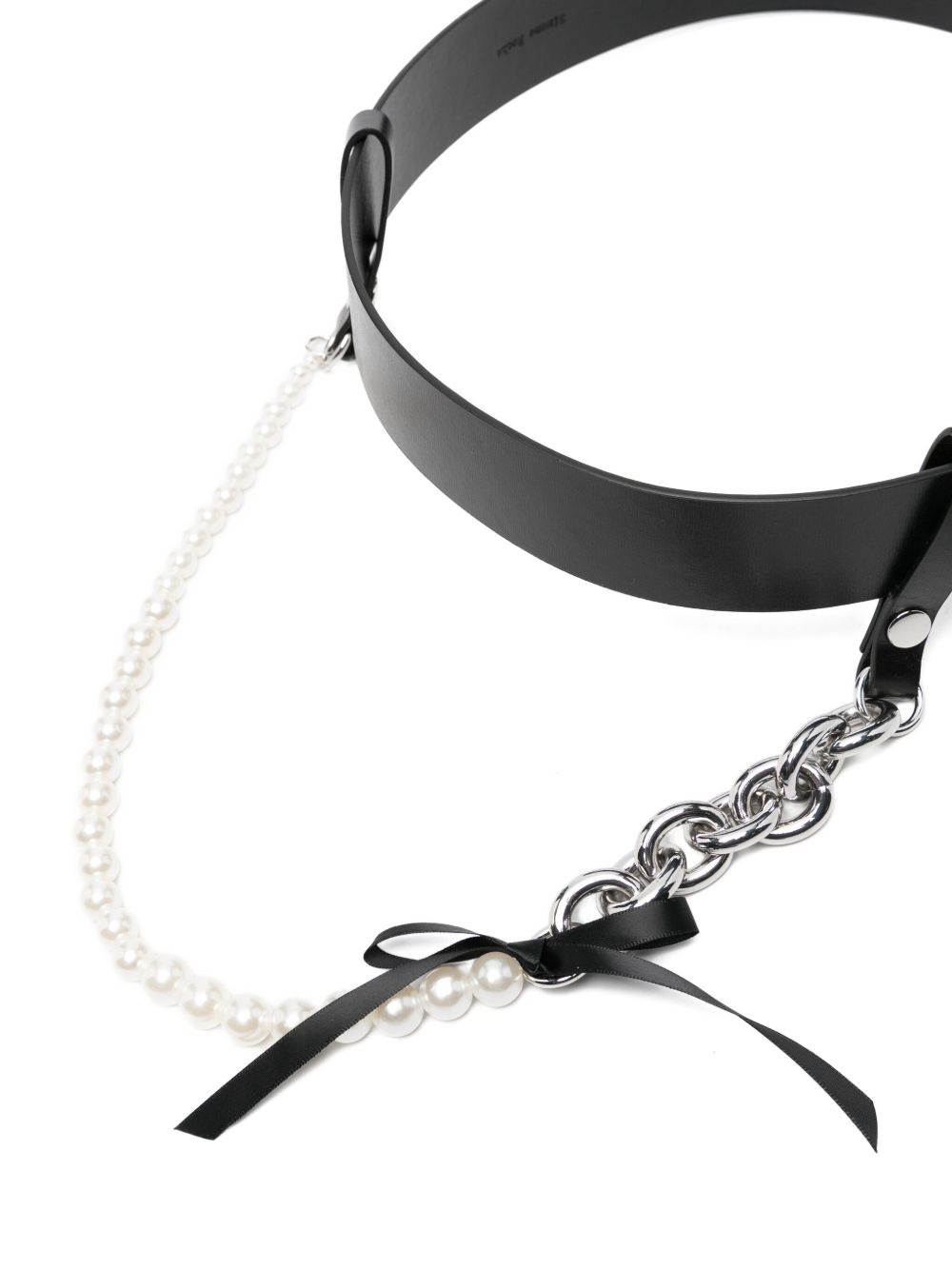 chain-pearl embellished belt - 3