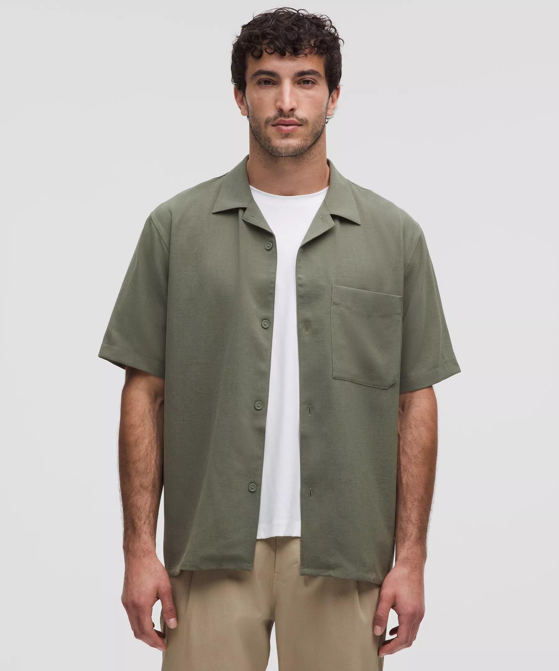 Lightweight Camp Collar Button-Up Shirt *Pocket - 1