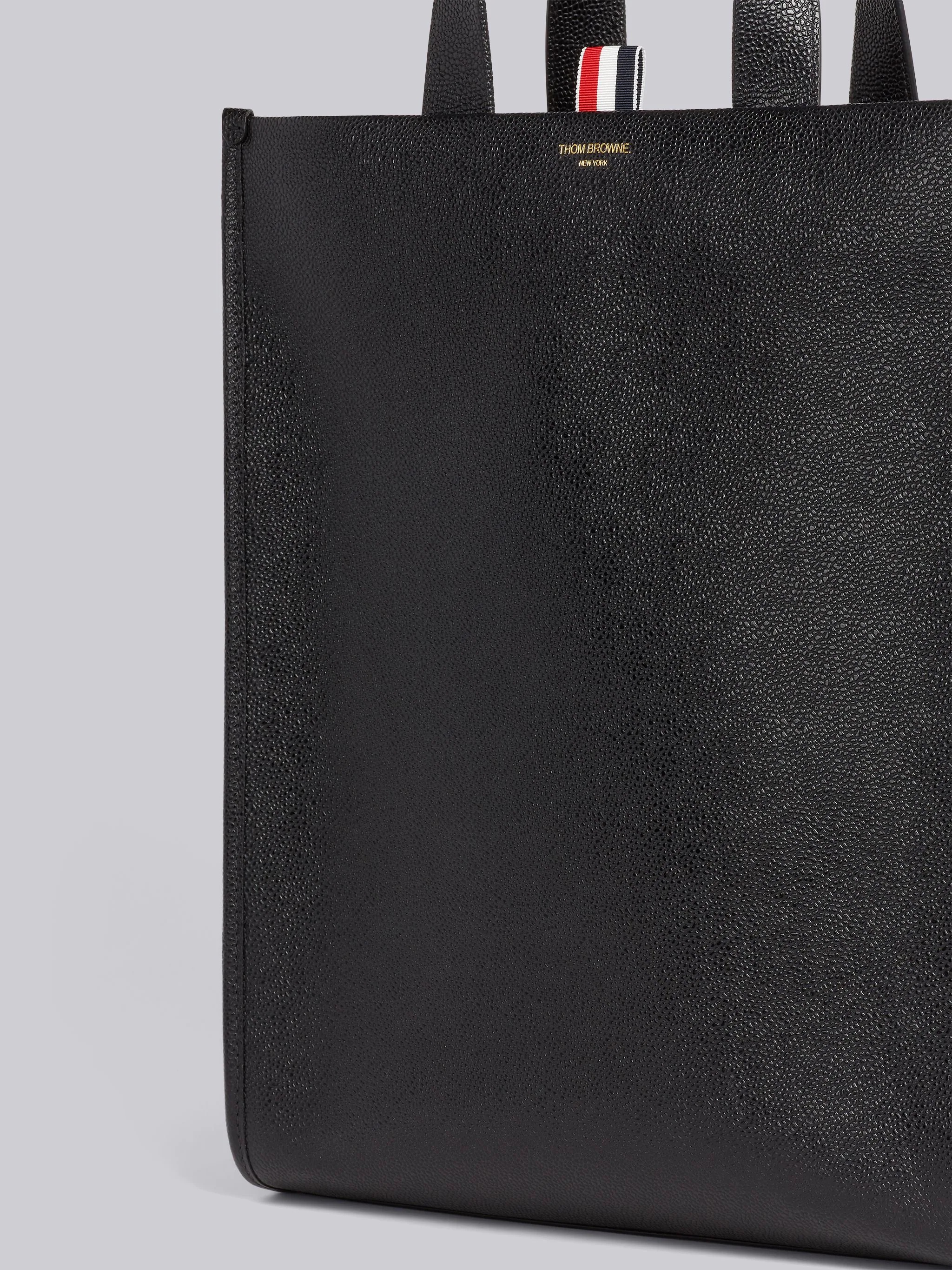 Black Pebble Grain Leather Shoulder Strap Tote - 2