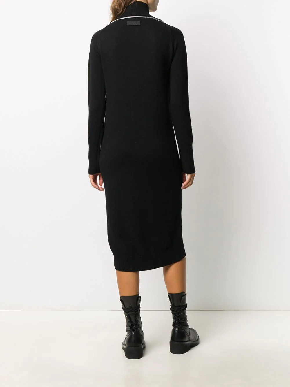 zip reveal roll neck knit dress - 4