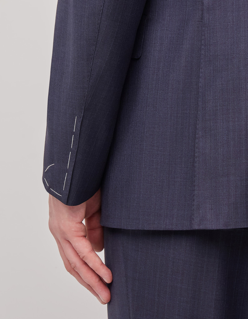 LIGHT BLUE DENIM-EFFECT WOOL REGULAR-FIT SUIT 59