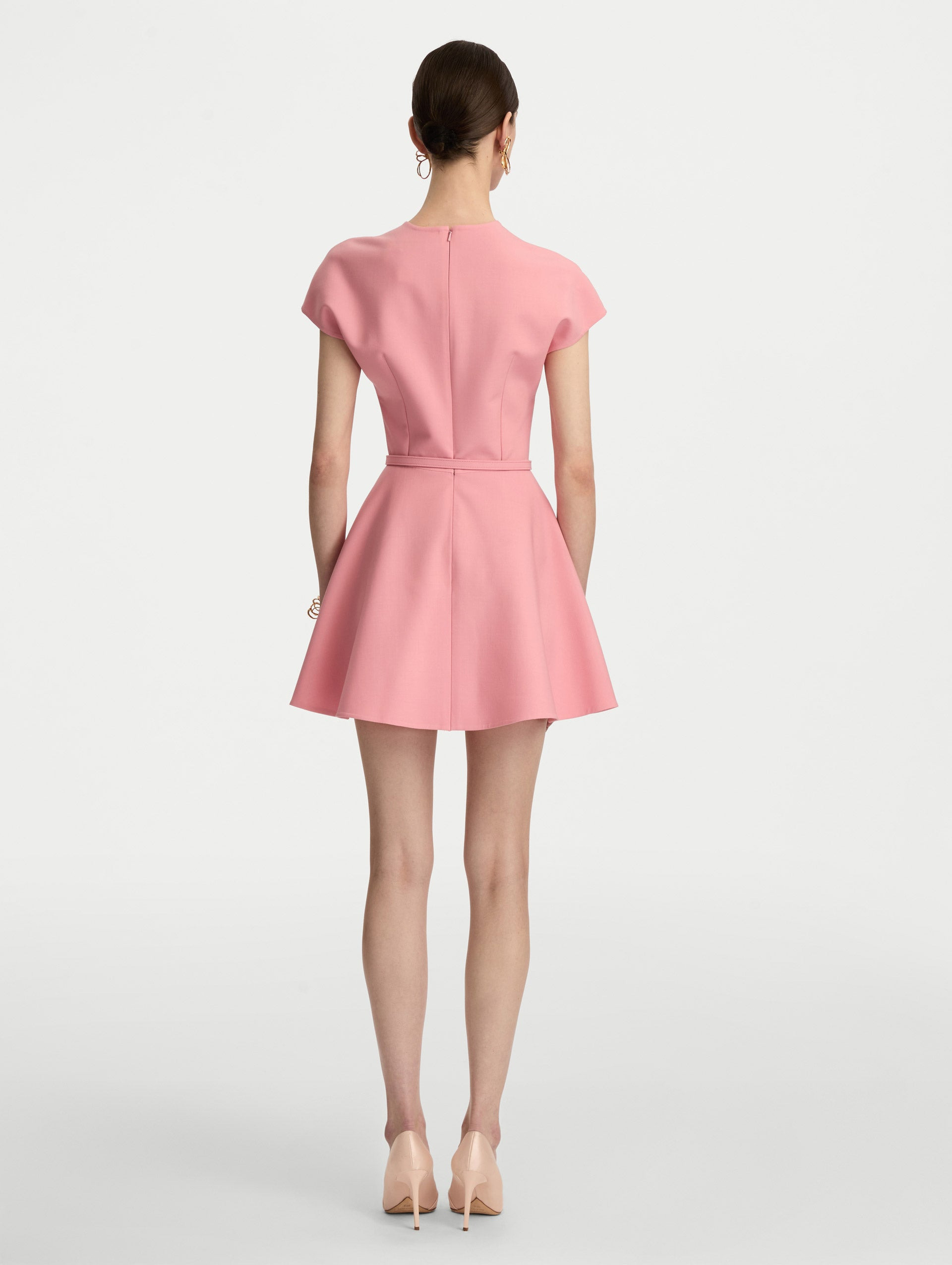SPLIT NECK WOOL MINI DRESS - 3