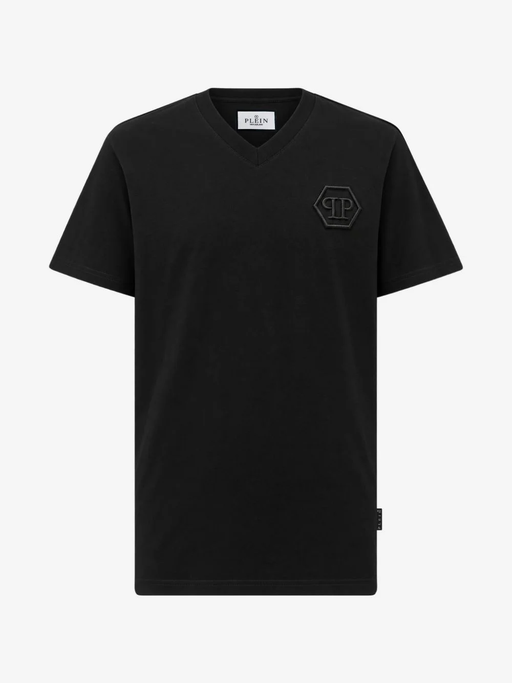 V-neck T-shirt embroidery Hexagon - 1