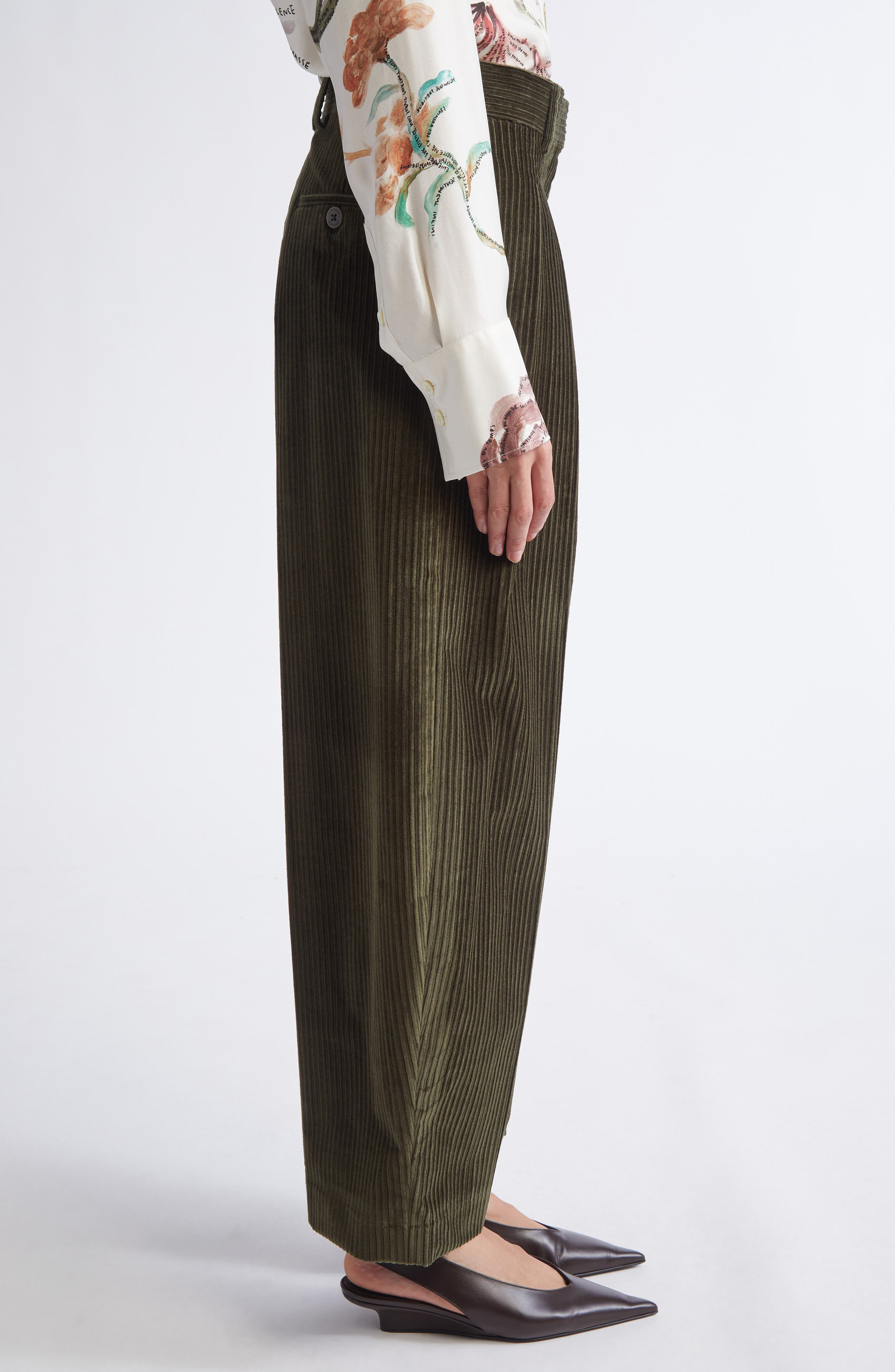 Altuzarra Dash Pleated Barrel Leg Crop Pants in Dark Forest at Nordstrom - 4