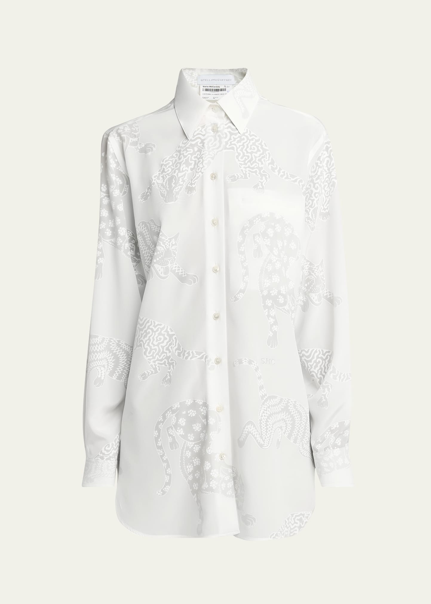 Cat Burnout Button Down Silk Blouse - 1