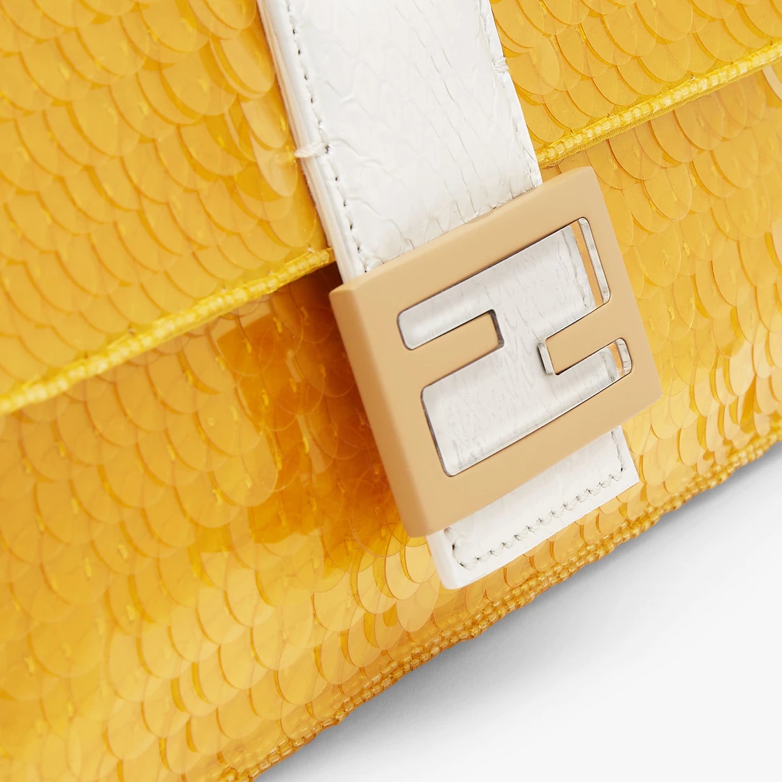 Yellow satin bag with sequins - 5