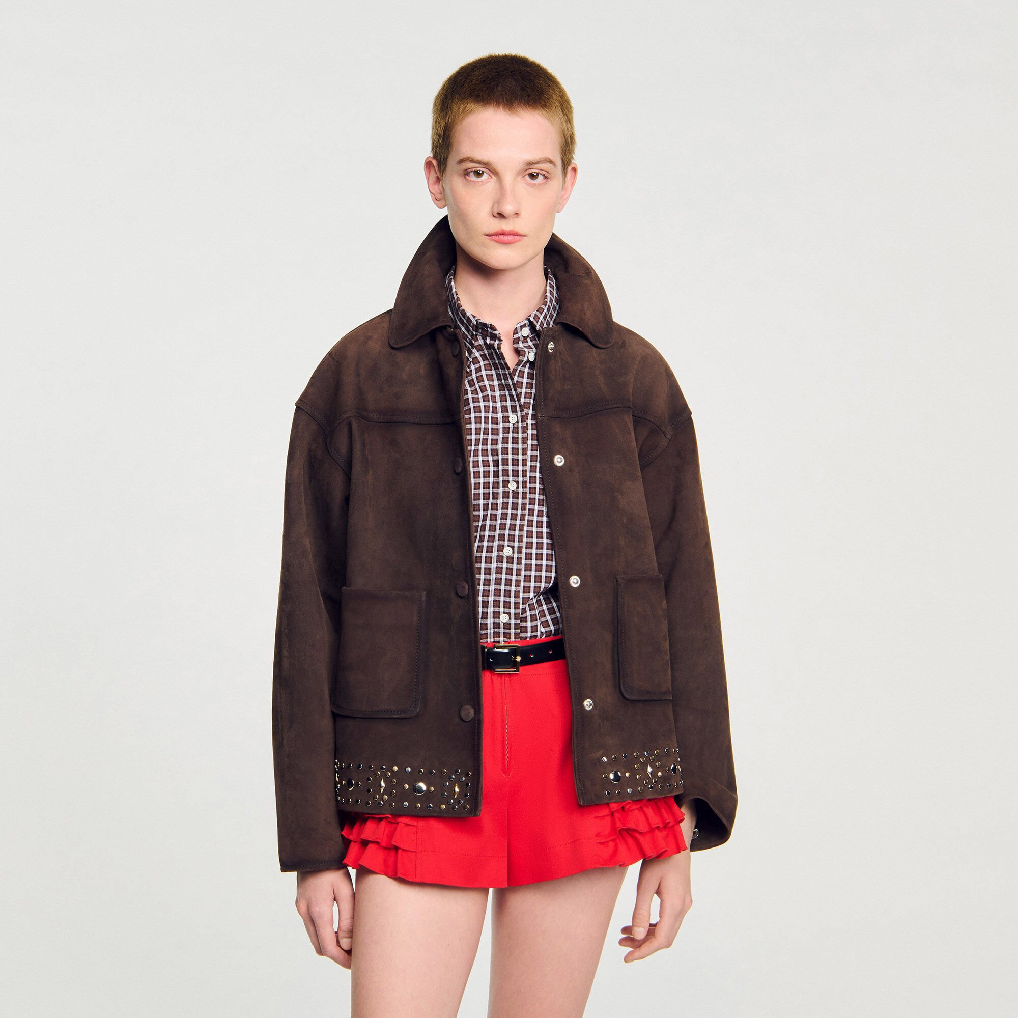 STUDDED SUEDE LEATHER JACKET - 4