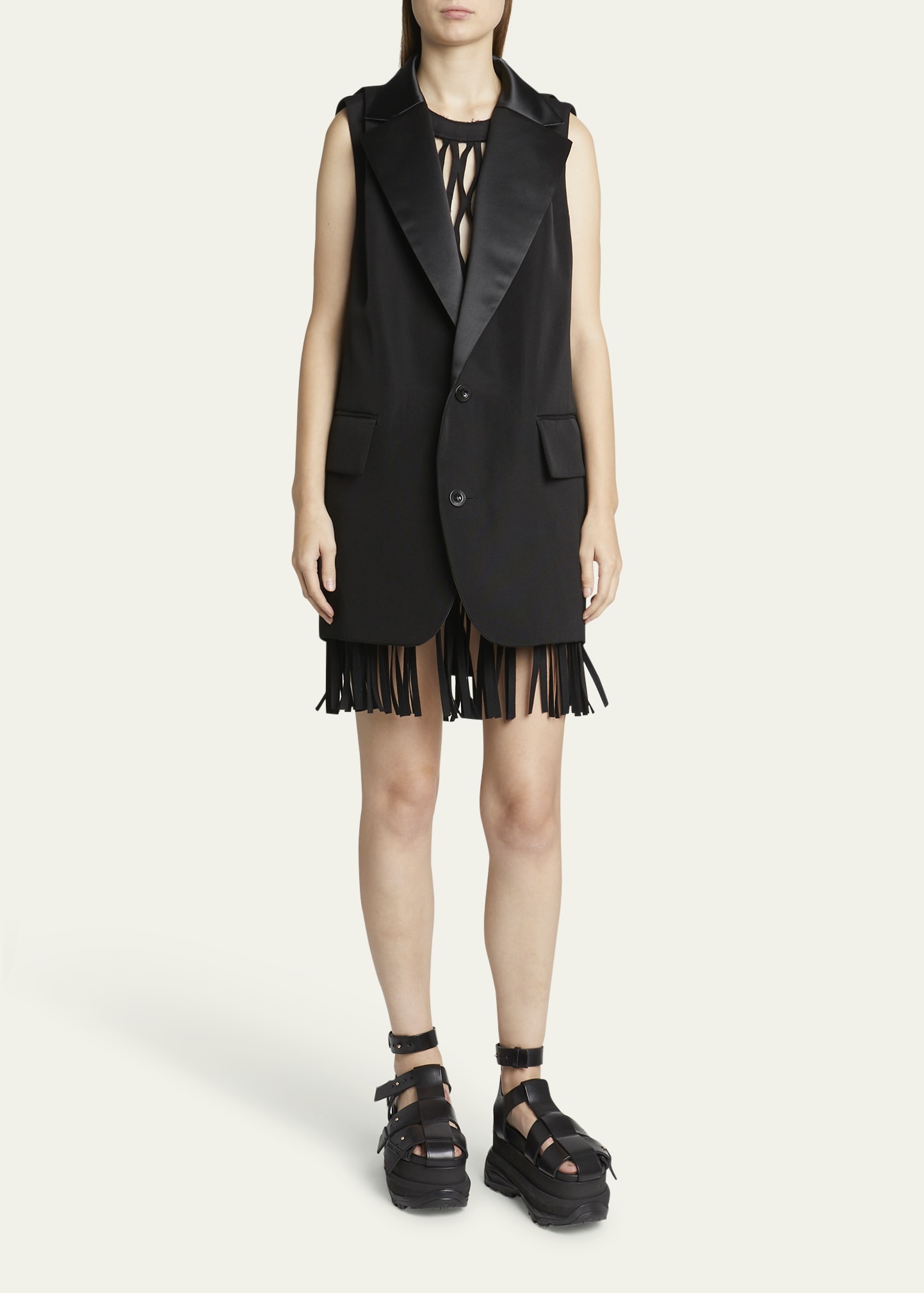 sacai Cocoon Silk Blazer Vest | bergdorfgoodman | REVERSIBLE