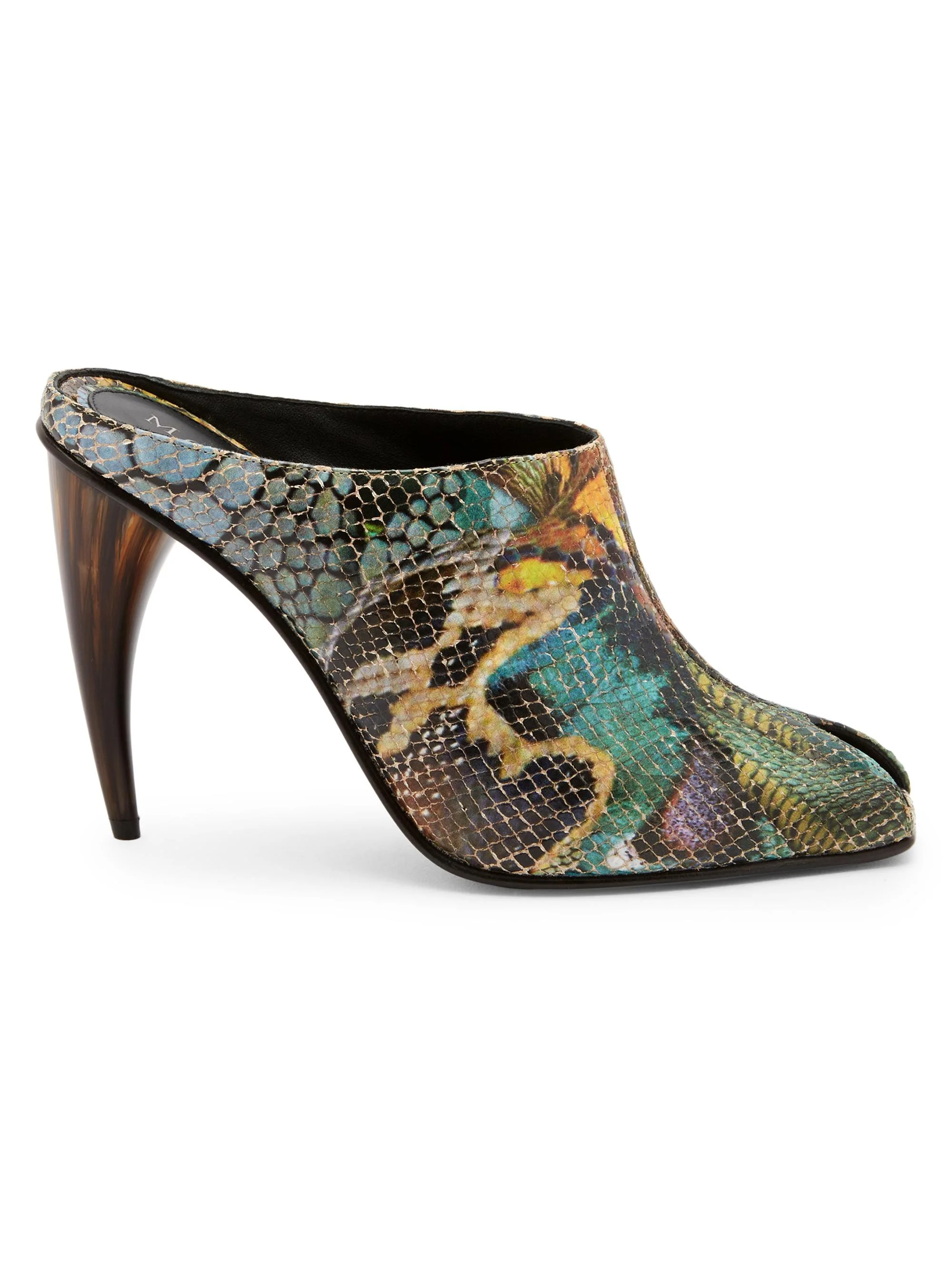 Women's Horn 105MM Embossed-Leather Peep Toe Mules - Multicolor - 1