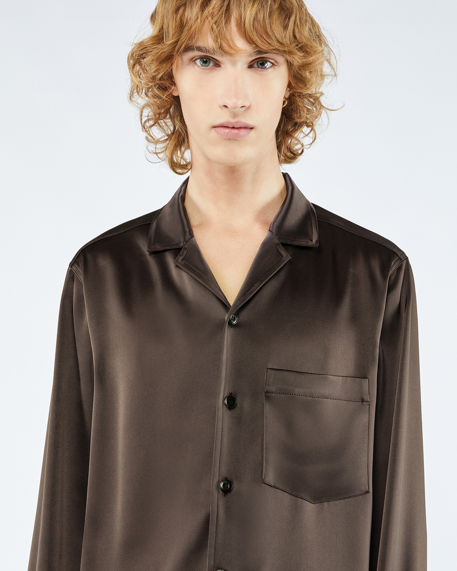 DUCO - ANEW Long sleeve satin shirt - Espresso - 5