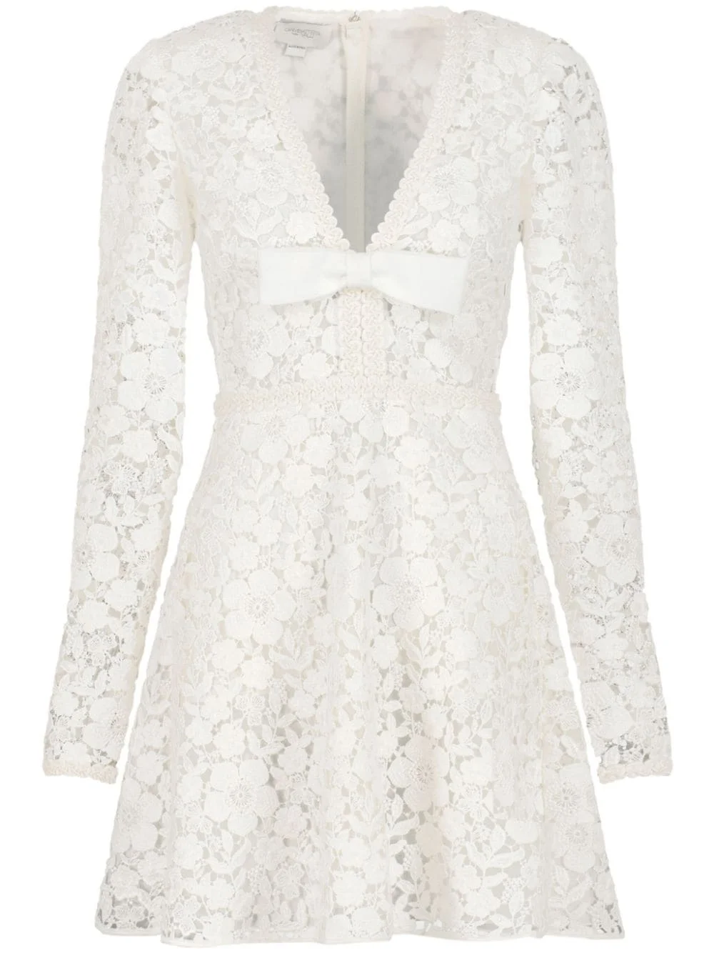 long-sleeve guipure-lace minidress - 1