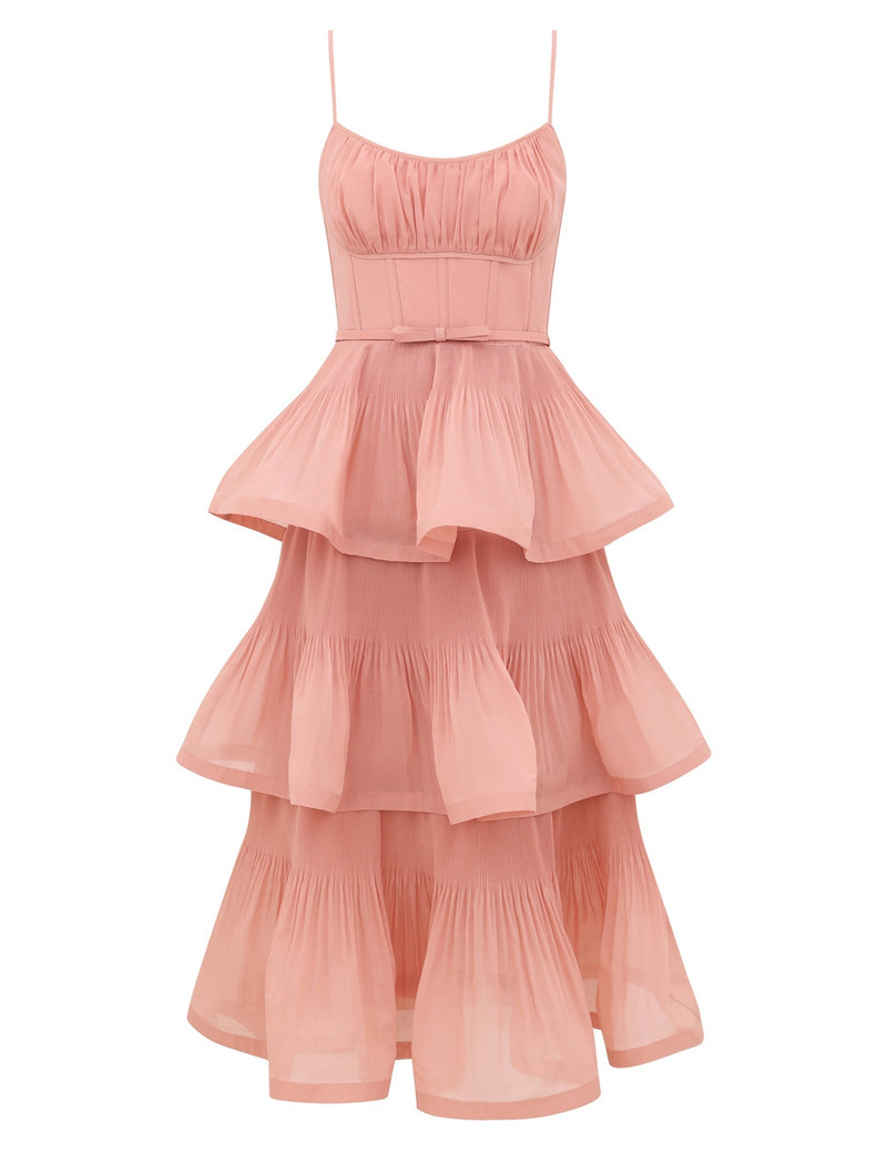 PLEATED TIERED MIDI DRESS 1