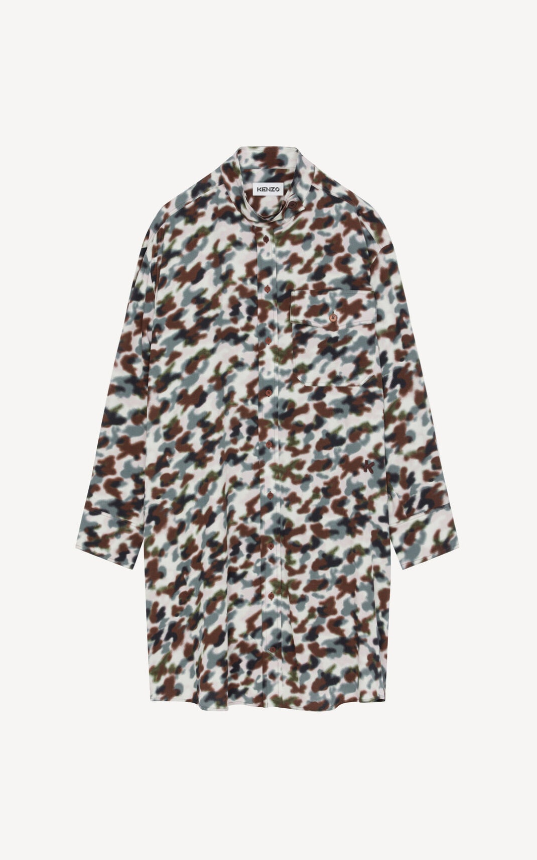 'Cloud Camo' tunic dress with drawstring - 1