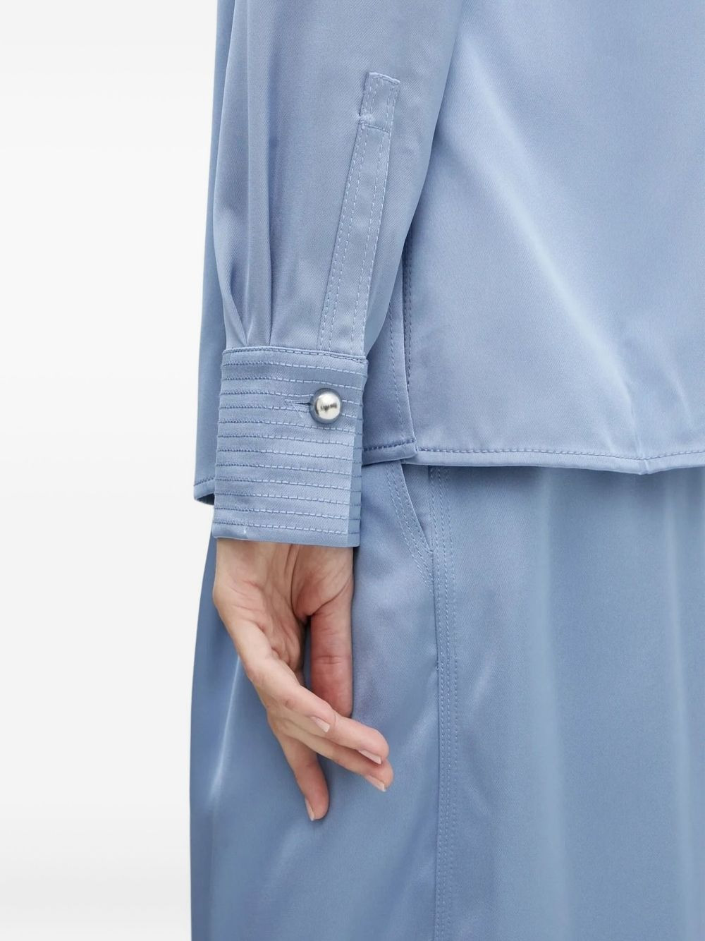 satin-panelled shirt - 5