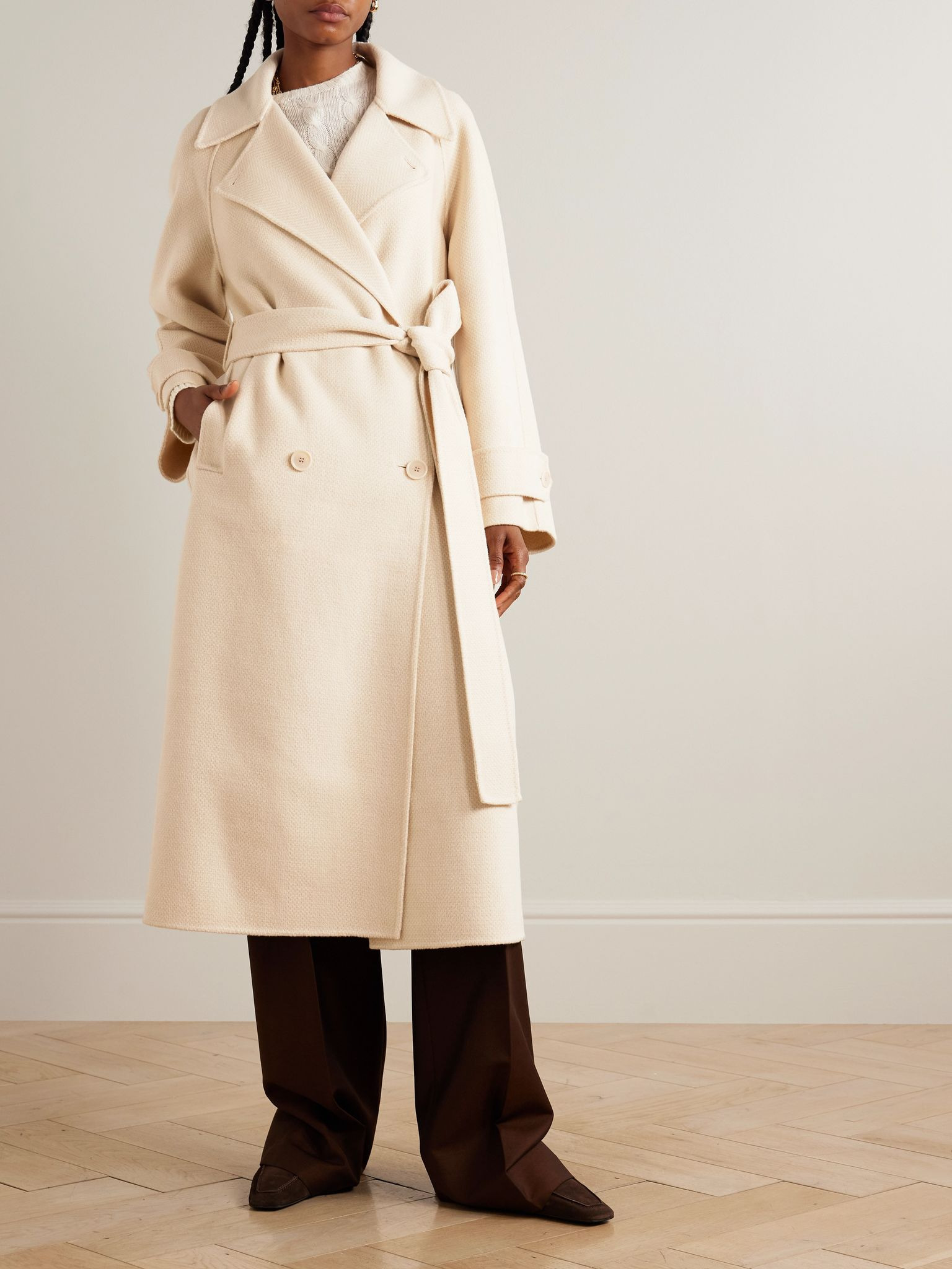 Navarre belted wool coat Ivory - 3