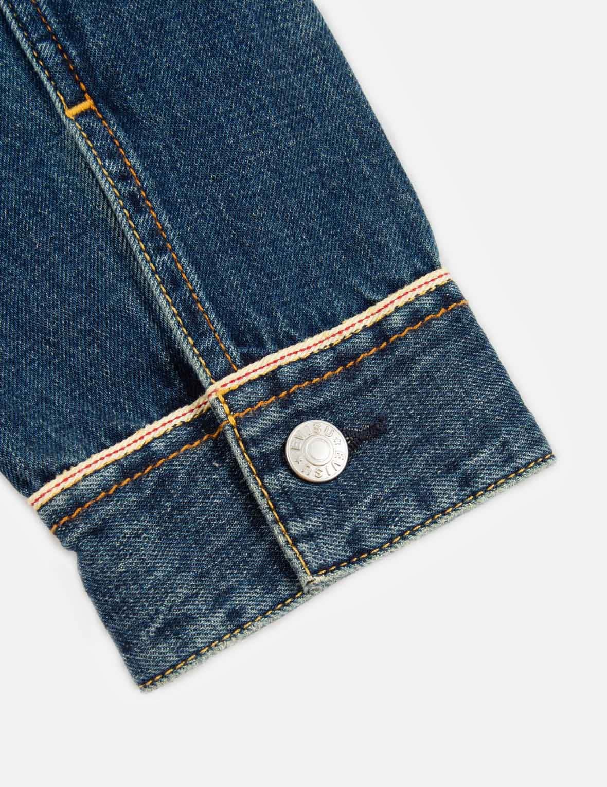 DAICOCK DISCHARGED PRINT AND STITCHING DENIM JACKET - 9