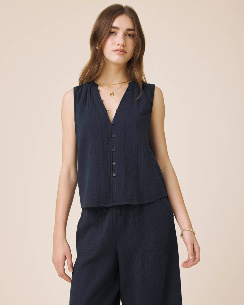 Splendid Ava Gauze Button Tank outlook