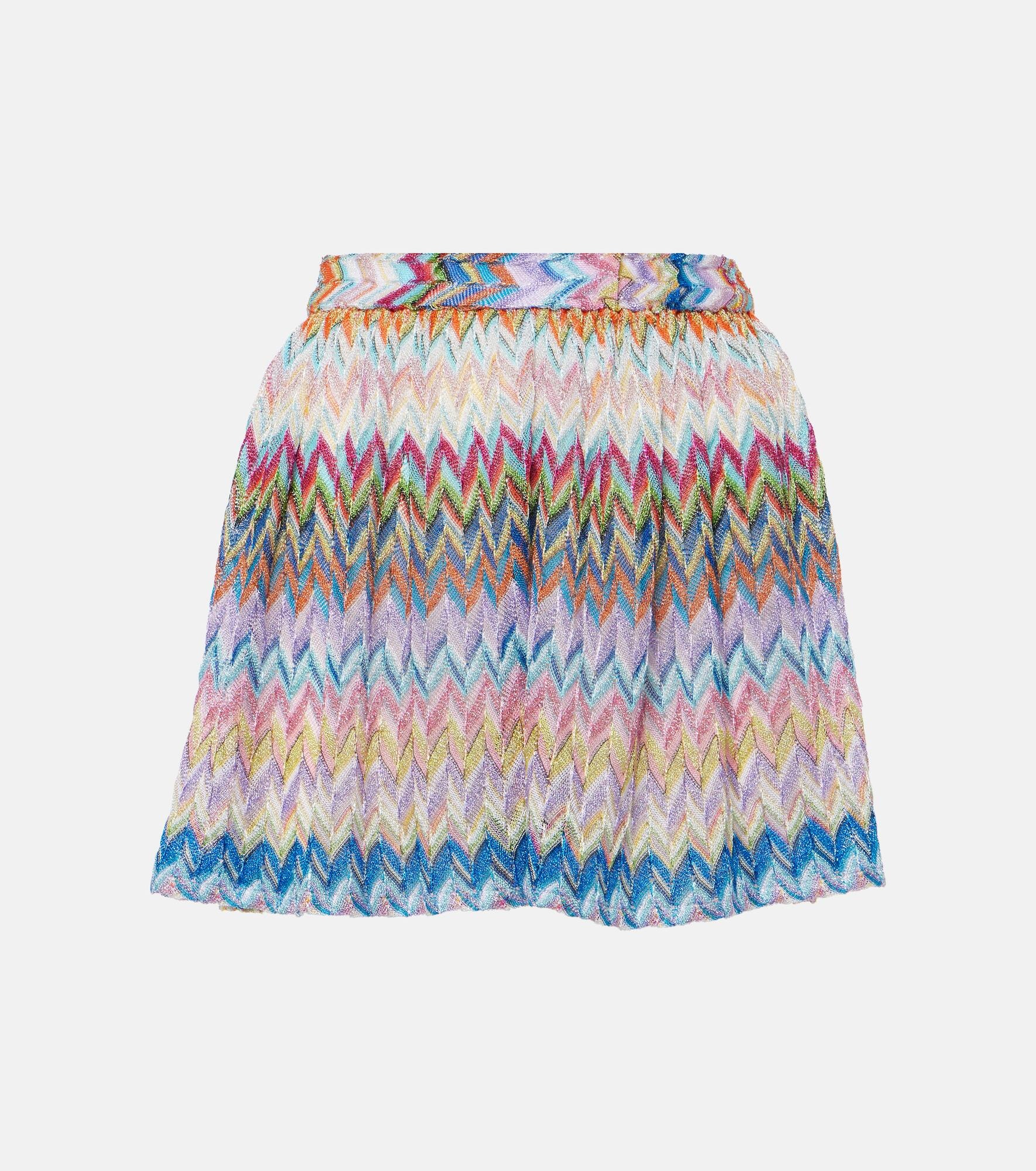 Zig Zag metallic knit shorts - 1