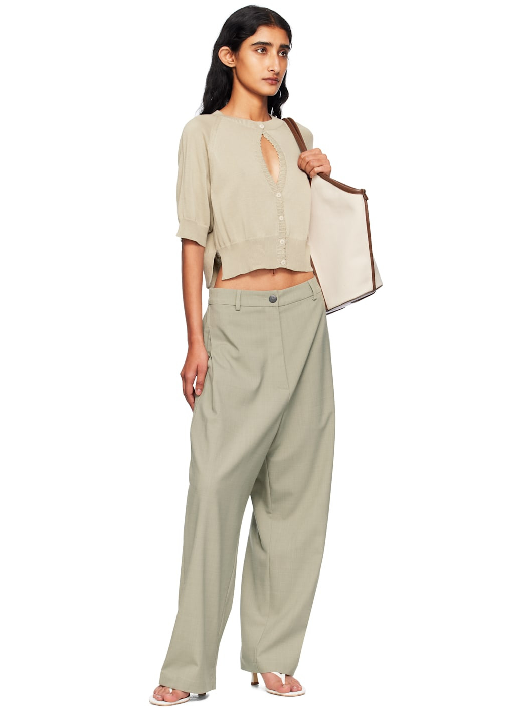 Green Wide-Leg Trousers - 4