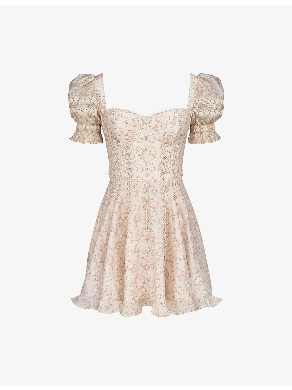 Melita Puff-Sleeve Linen-Blend Mini Dress - 1